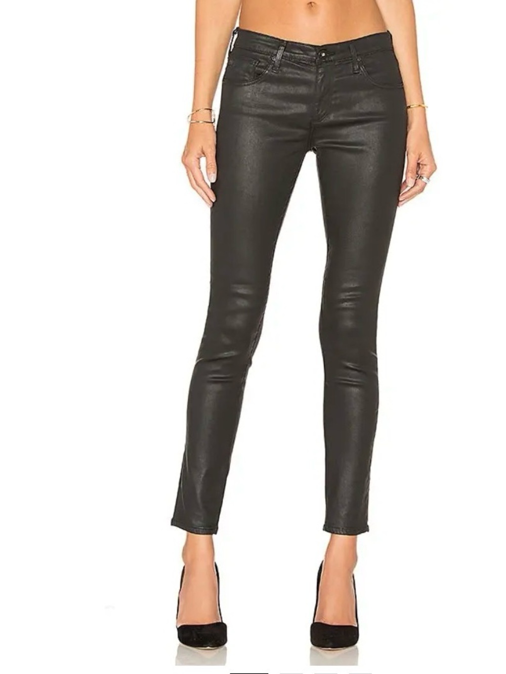 AG Legging Ankle Skinny Leather Wax Black Jeans